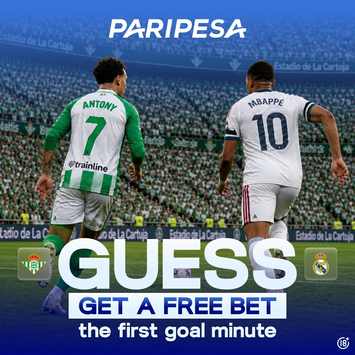 PariPesaNigeria's tweet photo. ⏱️ GUESS THE FIRST MINUTE — REAL BETIS vs REAL MADRID!

When will the first goal be scored?  Drop your prediction + PariPesa ID for a chance to win ₦10,000 in Free Bets.

Think you can call it exactly? Check all rules below
                                                      
How to enter:

✅ Register on PariPesa
✅ Follow @PariPesaNigeria
✅ Like & RT this post
✅ Comment your PariPesa ID + minute of the first goal (Example: ID12345678, 27th minute)

❗ One entry per participant
❗ Predictions must be submitted before kick-off
❗ Edited comments will be disqualified
❗ Verified phone number required
❗ Nigeria only

🏆 3 correct predictions will be selected randomly. Each winner gets ₦10,000 in Free Bets.

What minute are you calling? 👇