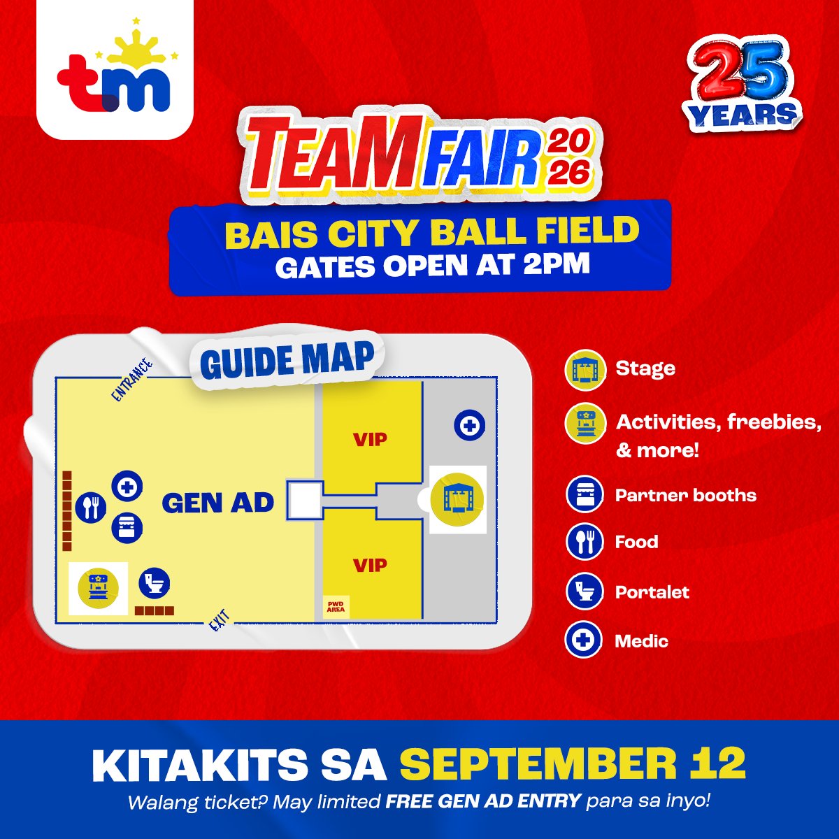 tmtambayan's tweet photo. Ito ang TeaM Fair Guide Map natin para 'di malito sa venue! ☺️ Walang VIP Ticket? Ayos lang 'yan kasi may Gen Ad tickets pa for FREE. Kita-kits! 😍 #TM2geder5ever #TeaMTayo https://t.co/agpWk3yJmf https://t.co/aIj5JwN5gJ