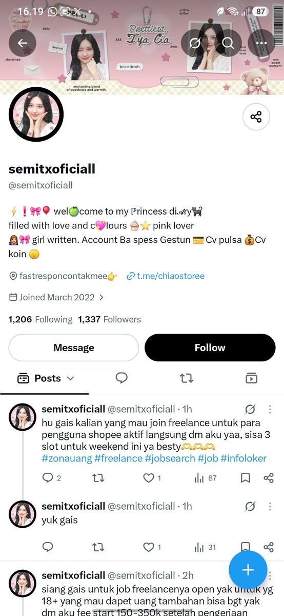 laniaaxea's tweet photo. ganti nama lagi dia bahhhhh 😭😭😭
SCAMMER ya iniiii, buat kalian yg lagi nyari freelance hati2 yaaa sama diaaaaa.
#freelance #jobreceh #zonauang https://t.co/QSIE4dH1tl