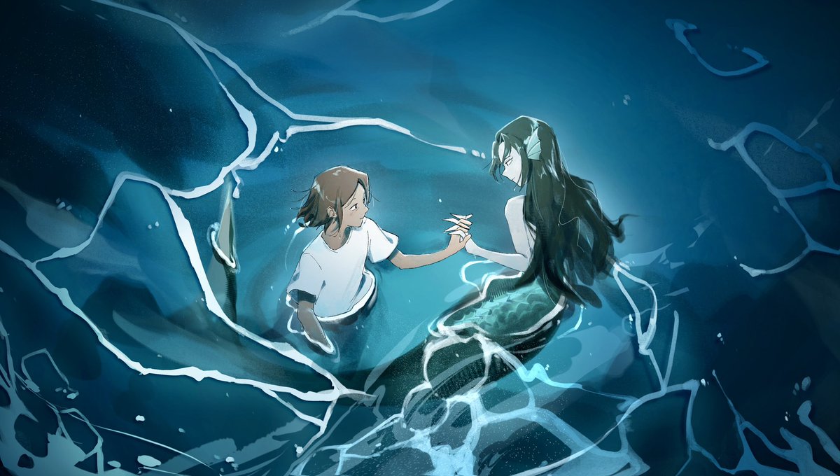 torobikko's tweet photo. fish teaching her gf how to swim 🐟 #thelovers https://t.co/eaSzsTS0Wq