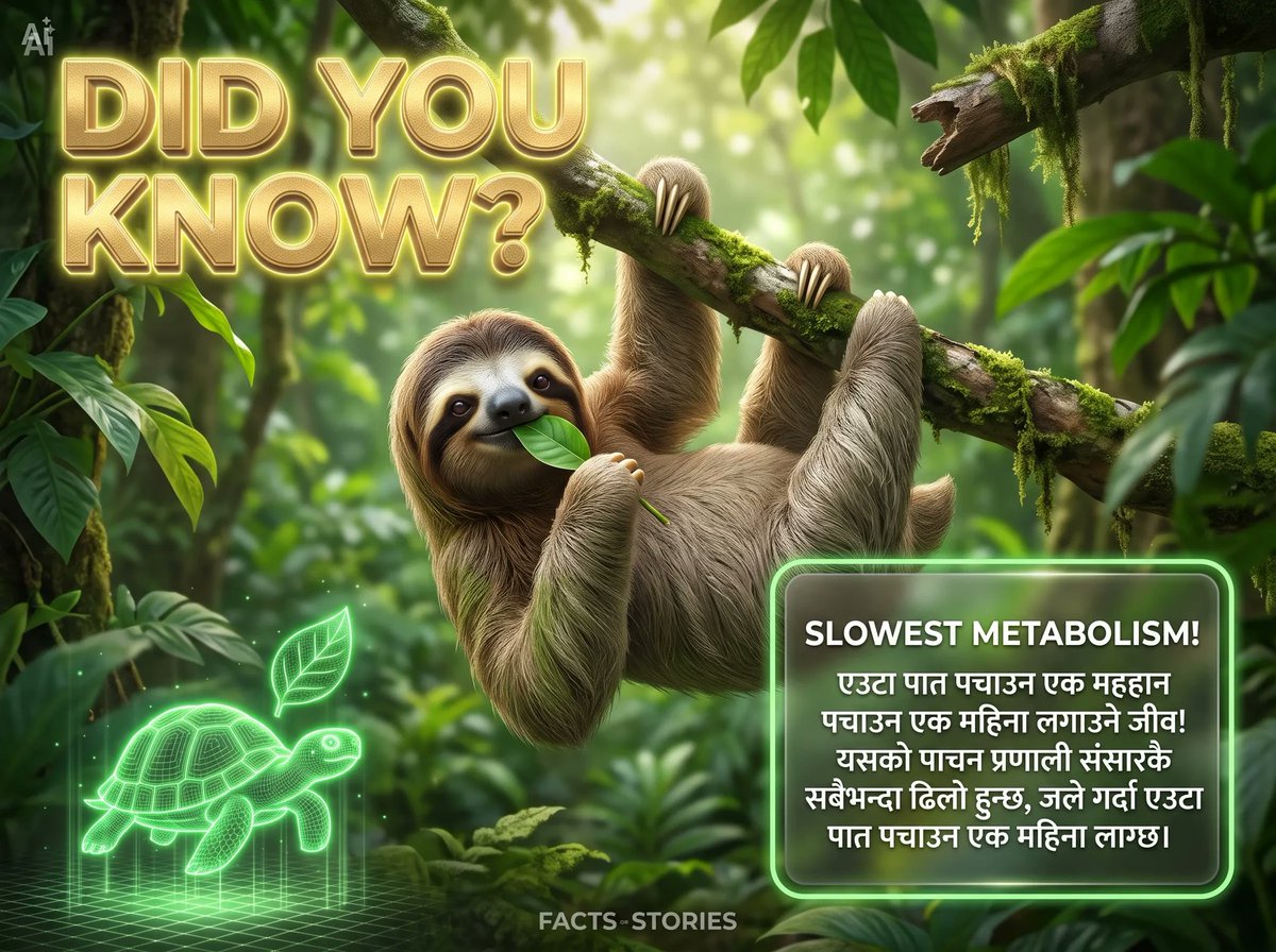 moneykilla7's tweet photo. Sloth fact: Sloths can hold their breath underwater longer than dolphins. What’s the most interesting fact you know about sloths? https://t.co/h4Zjbm5ysP