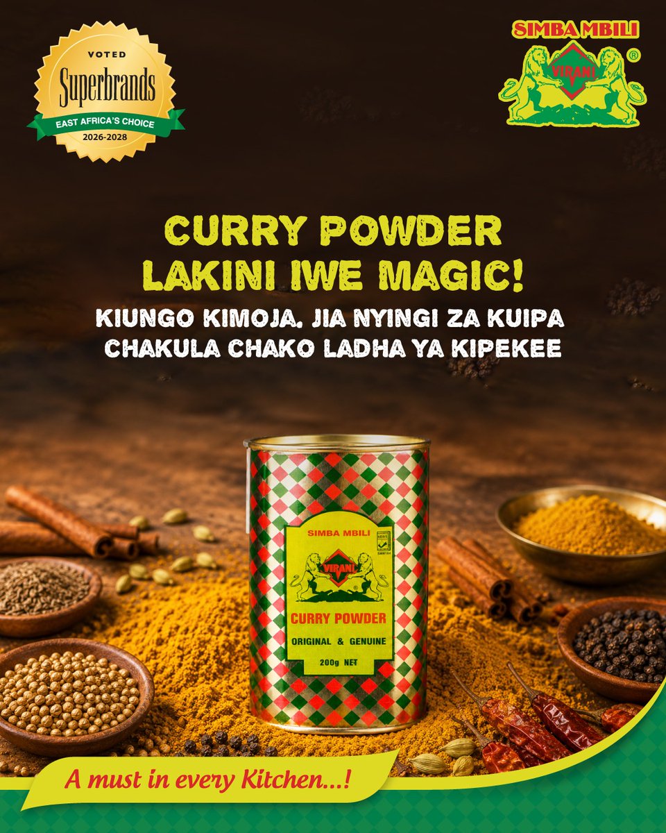 simbambilispice's tweet photo. Transform your dishes with Simba Mbili Curry Powder! From rich curries to scrambled eggs and creative snacks, it elevates every meal. What unique dish have you added Curry Powder to? 🍛✨ #SimbaMbili #CurryPowder #OngezaLadha #UbunifuJikoni #GoodFoodKE https://t.co/SLGCv8zLRL