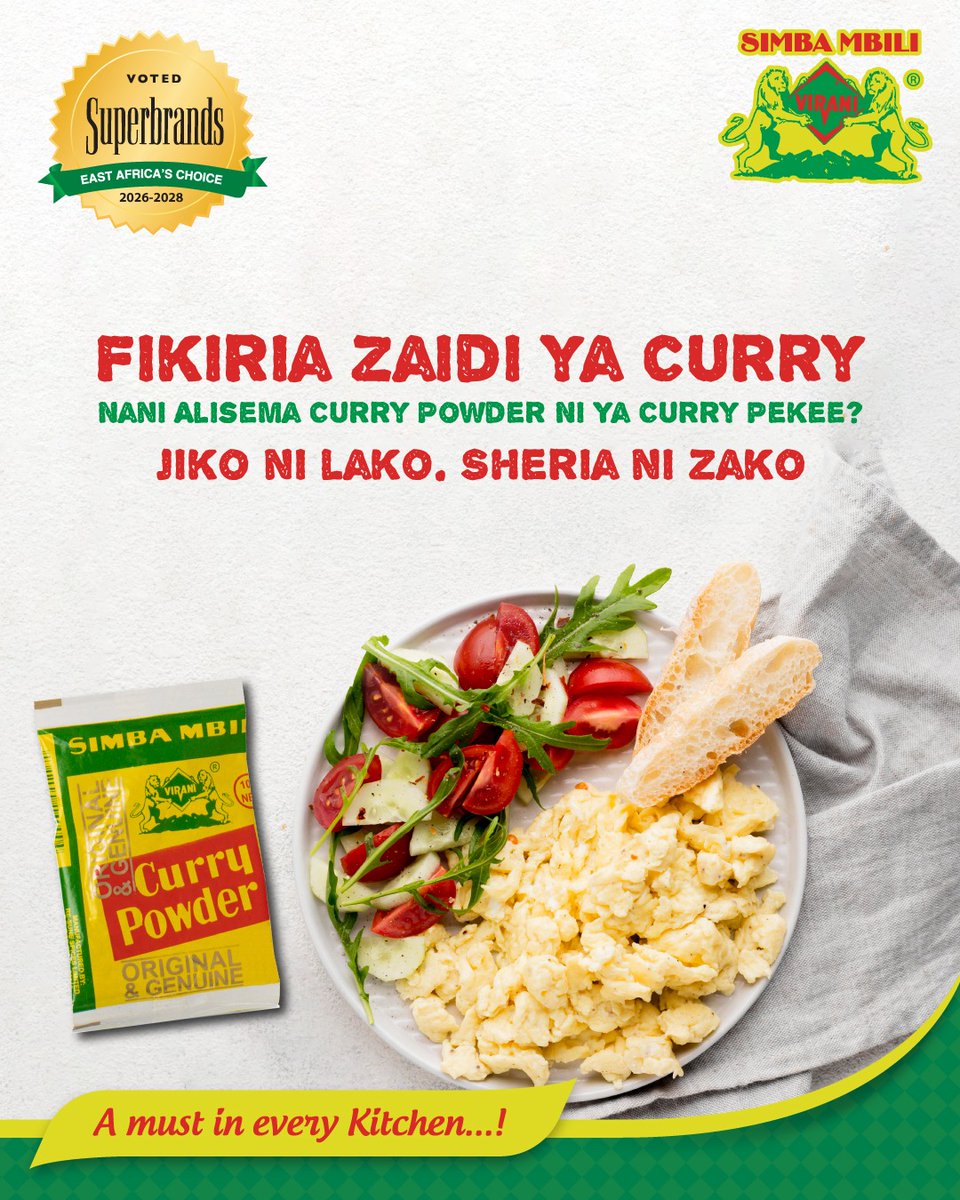 simbambilispice's tweet photo. Transform your dishes with Simba Mbili Curry Powder! From rich curries to scrambled eggs and creative snacks, it elevates every meal. What unique dish have you added Curry Powder to? 🍛✨ #SimbaMbili #CurryPowder #OngezaLadha #UbunifuJikoni #GoodFoodKE https://t.co/SLGCv8zLRL