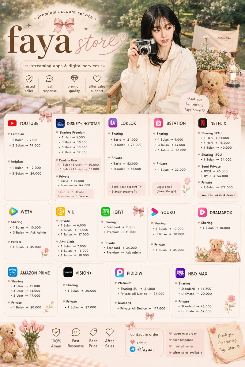 ha1dyy's tweet photo. hai hai kalian lagi cari akun premium murah?👀 

mulai 4k ajaa✨️
✔️ Streaming
✔️ Editing
✔️ AI Tools

📩 Telegram: @fayaai
📩 Whatsaap: https://t.co/iKNLNlkC1q

#zonauang #zonajajan https://t.co/GlaqyrbS1p