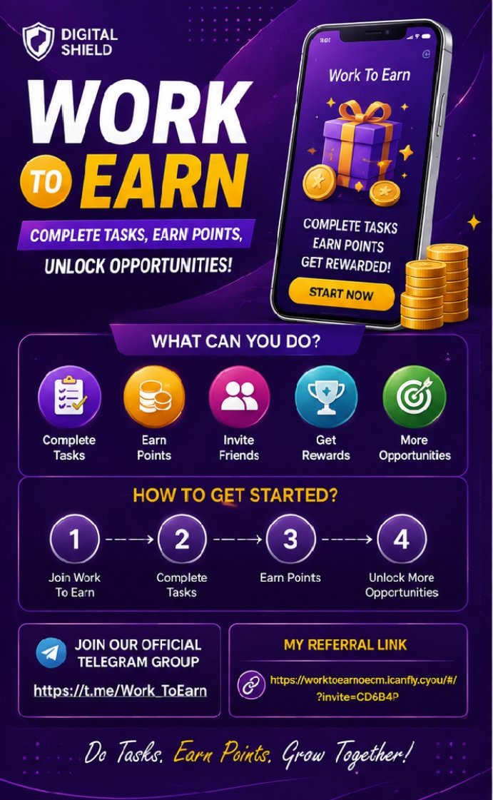 Jk24Team's tweet photo. 🔥 Explore Work To Earn today! Take part in available tasks, collect points, and follow community updates. Join the official Telegram group and stay connected with us now: https://t.co/GLZ54ugt2h⁠�
🔗 Referral: https://t.co/RH50p0F3f4  https://t.co/yR0xhphSYx