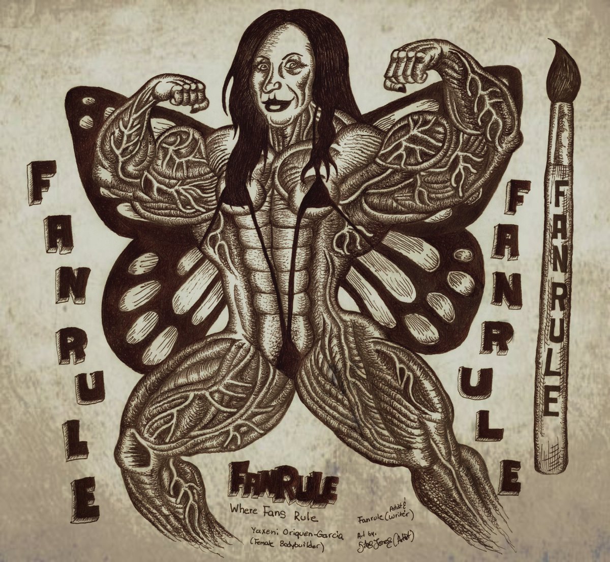 artzilla07's tweet photo. Sketch of @fanrule1 / @zenx007 (Artist/Writer) featuring Yaxeni Oriquen-Garcia FBB (w/butterfly wings) ✍️🖌🎨🖼🏋‍♀️💪 #fanrule1 

#fanrule1 #yaxenioriquen #yaxenioriquengarcia https://t.co/KpJYjXvyxE