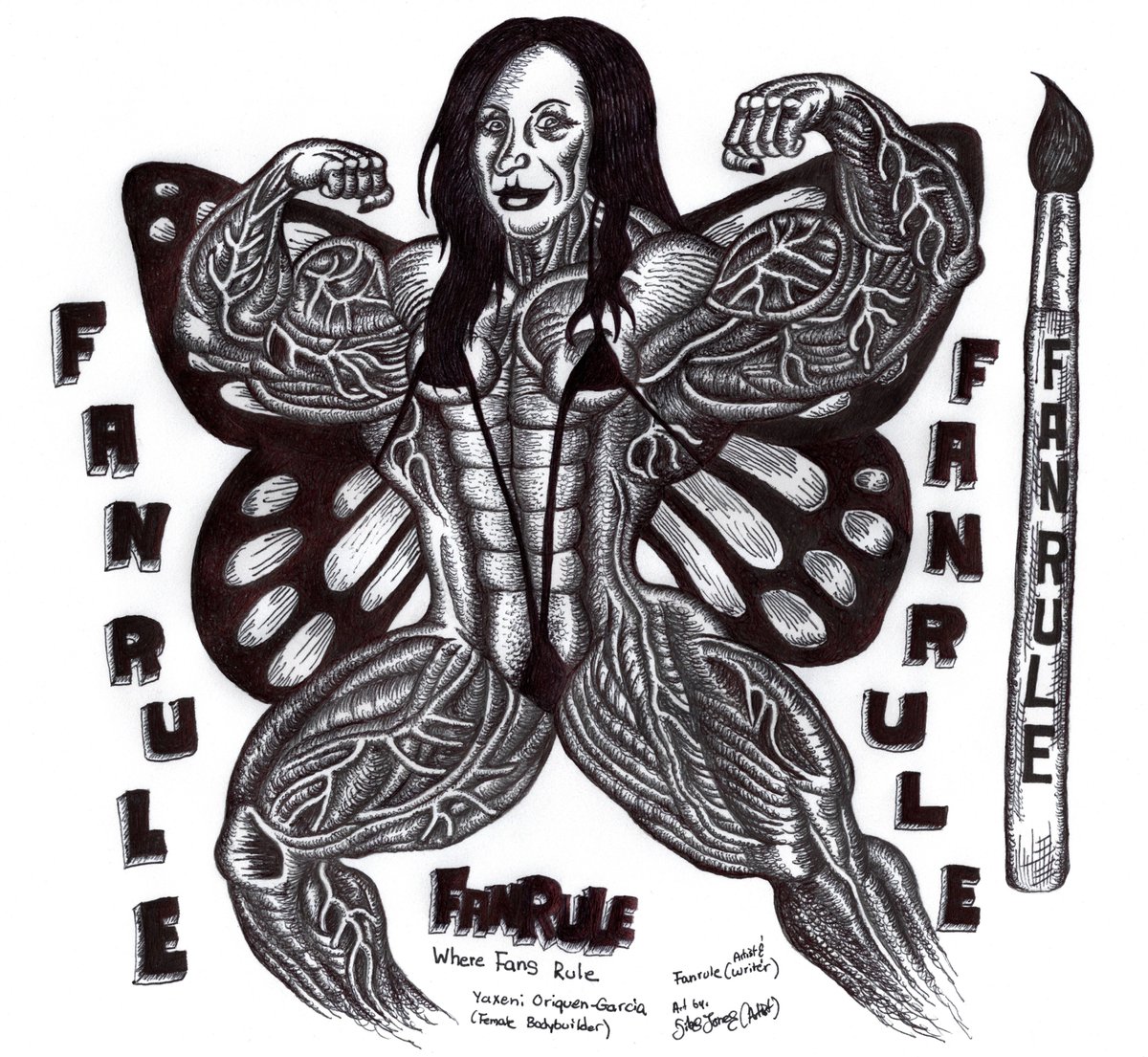 artzilla07's tweet photo. Sketch of @fanrule1 / @zenx007 (Artist/Writer) featuring Yaxeni Oriquen-Garcia FBB (w/butterfly wings) ✍️🖌🎨🖼🏋‍♀️💪 #fanrule1 

#fanrule1 #yaxenioriquen #yaxenioriquengarcia https://t.co/KpJYjXvyxE