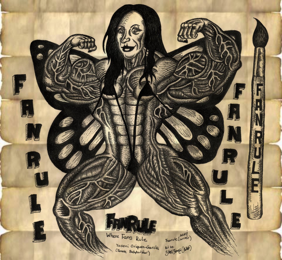 artzilla07's tweet photo. Sketch of @fanrule1 / @zenx007 (Artist/Writer) featuring Yaxeni Oriquen-Garcia FBB (w/butterfly wings) ✍️🖌🎨🖼🏋‍♀️💪 #fanrule1 

#fanrule1 #yaxenioriquen #yaxenioriquengarcia https://t.co/KpJYjXvyxE