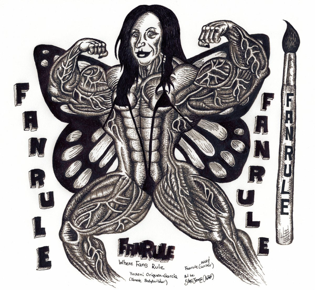 artzilla07's tweet photo. Sketch of @fanrule1 / @zenx007 (Artist/Writer) featuring Yaxeni Oriquen-Garcia FBB (w/butterfly wings) ✍️🖌🎨🖼🏋‍♀️💪 #fanrule1 

#fanrule1 #yaxenioriquen #yaxenioriquengarcia https://t.co/KpJYjXvyxE