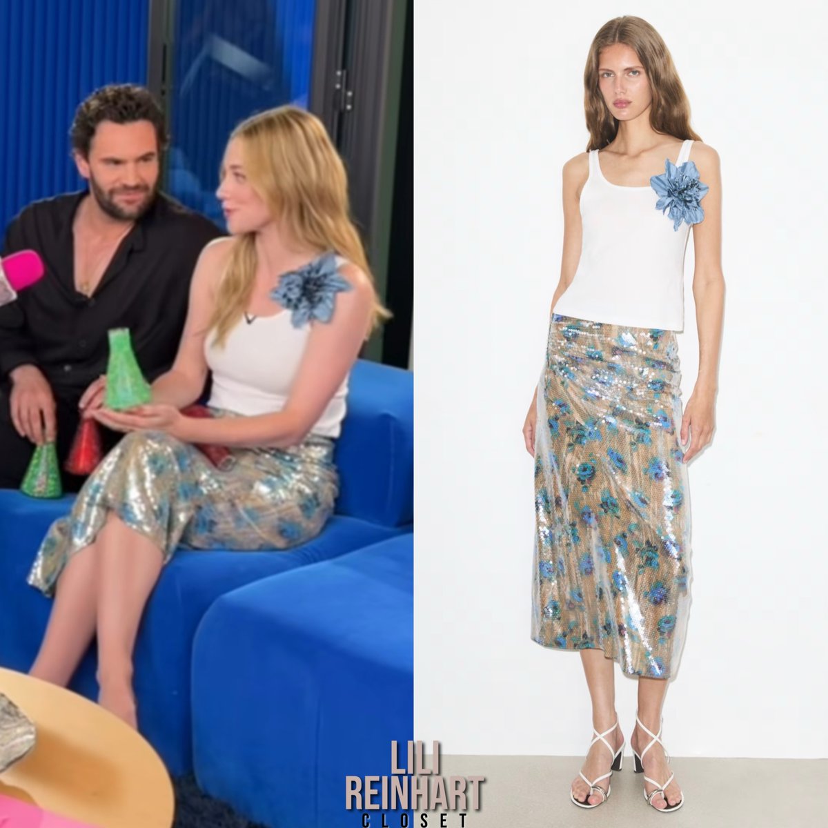 TalhaGl's tweet photo. Prime Video Obsessed Fest, June 26, 2026. @LiliReinhart wore @ToryBurch’s Tank Top and Sequin Skirt. https://t.co/AXbnTibmWh