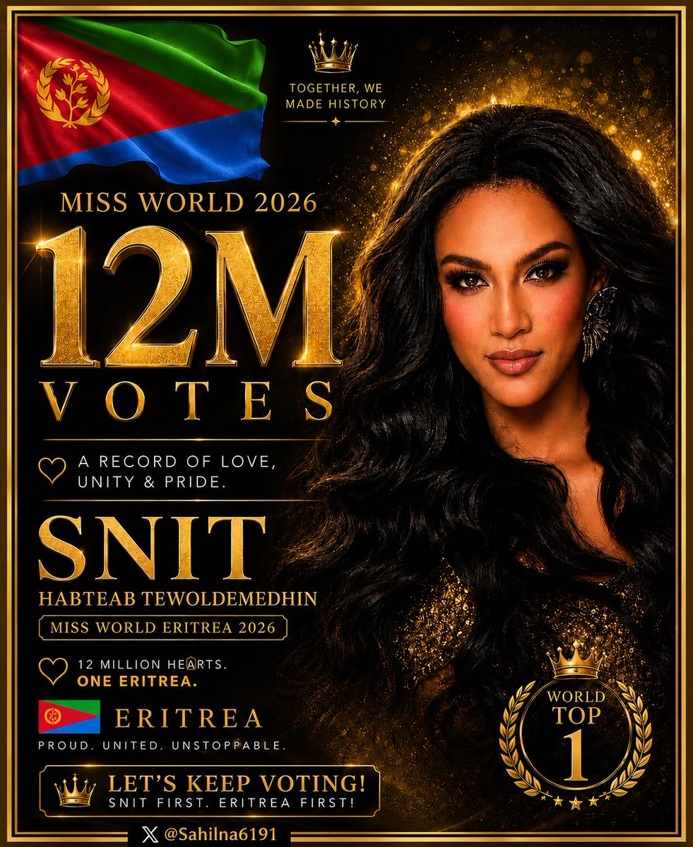 halibetsahil's tweet photo. #VOTE FOR YOUR #ERITREAN QUEEN. 🇪🇷👑
#Mother #Sister #Daughter #Comrade #BestFriend
Let the world know the strength of an ERITREAN QUEEN. 🇪🇷👑 https://t.co/Lveb9Nu4is