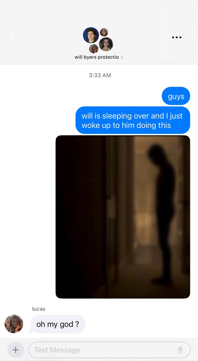 willxbyer's tweet photo. one more tn cause I’m feeling sad

#creepywillbyers #byler smau where the party receives a concerning message from mike in the will byers protection squad gc. mike is scared at first but immediately switches up to come to will’s defense https://t.co/yg87EwmNk7