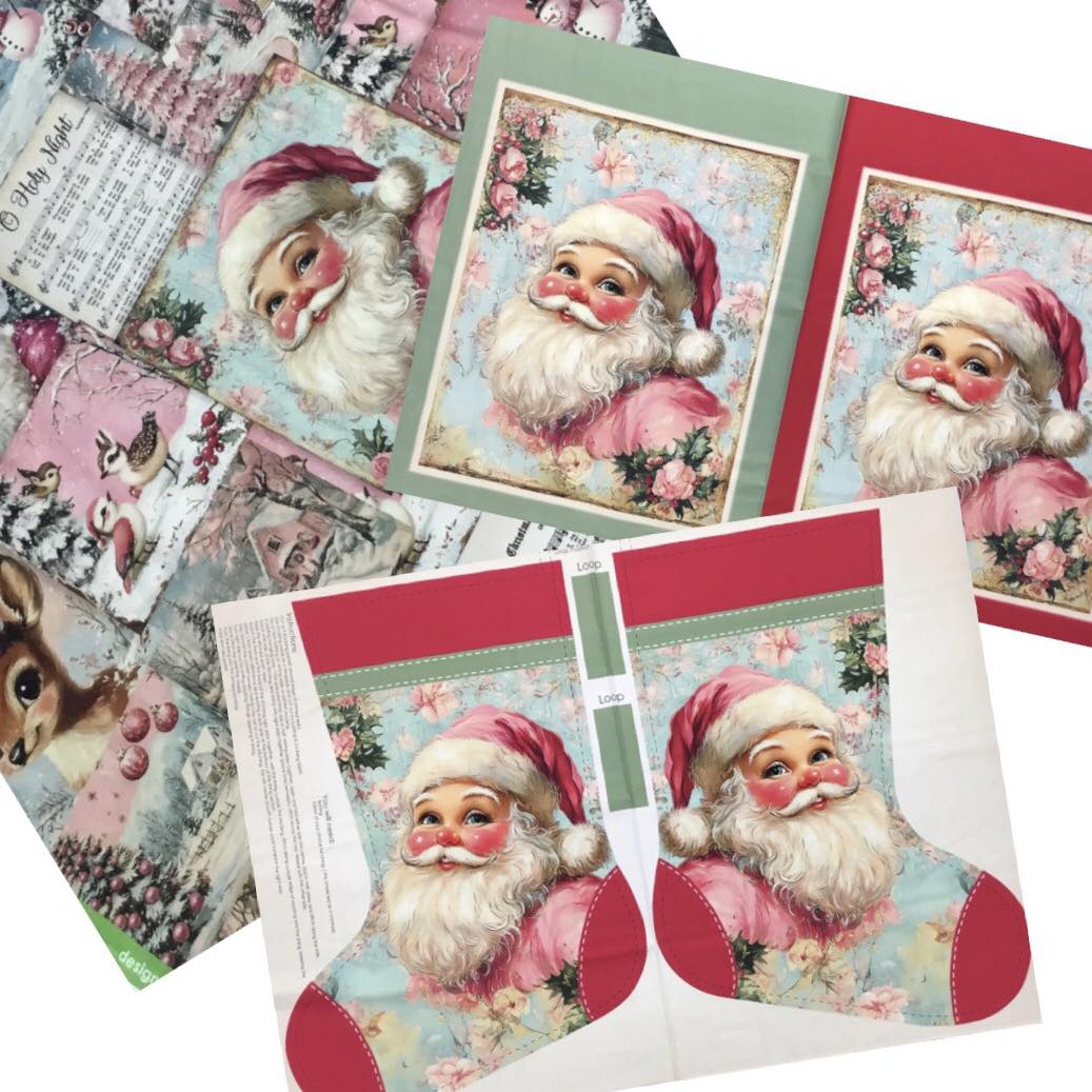 inchauri's tweet photo. Christmas is just around the corner. This Vintage Santa range is perfect for festive projects: two panels, a stocking, a square Santa panel for a sack, and coordinating fabric. Available in store now, while stocks last. https://t.co/HH8q9uolcz