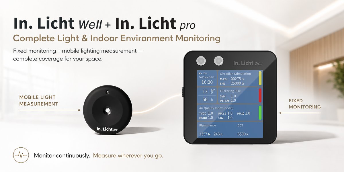 LightingRecipe's tweet photo. In. Licht Well + In. Licht Pro
The Complete Light & Indoor Environment Monitoring Bundle
🛒 Shop In. Licht
https://t.co/Dk7rQIwnKF
#InLicht #InLichtWell #InLichtPro #HumanCentricLighting #HealthyLighting #HealthyBuildings #LightingDesign #LightMeasurement #IndoorAirQuality https://t.co/ovzxSdtEIL