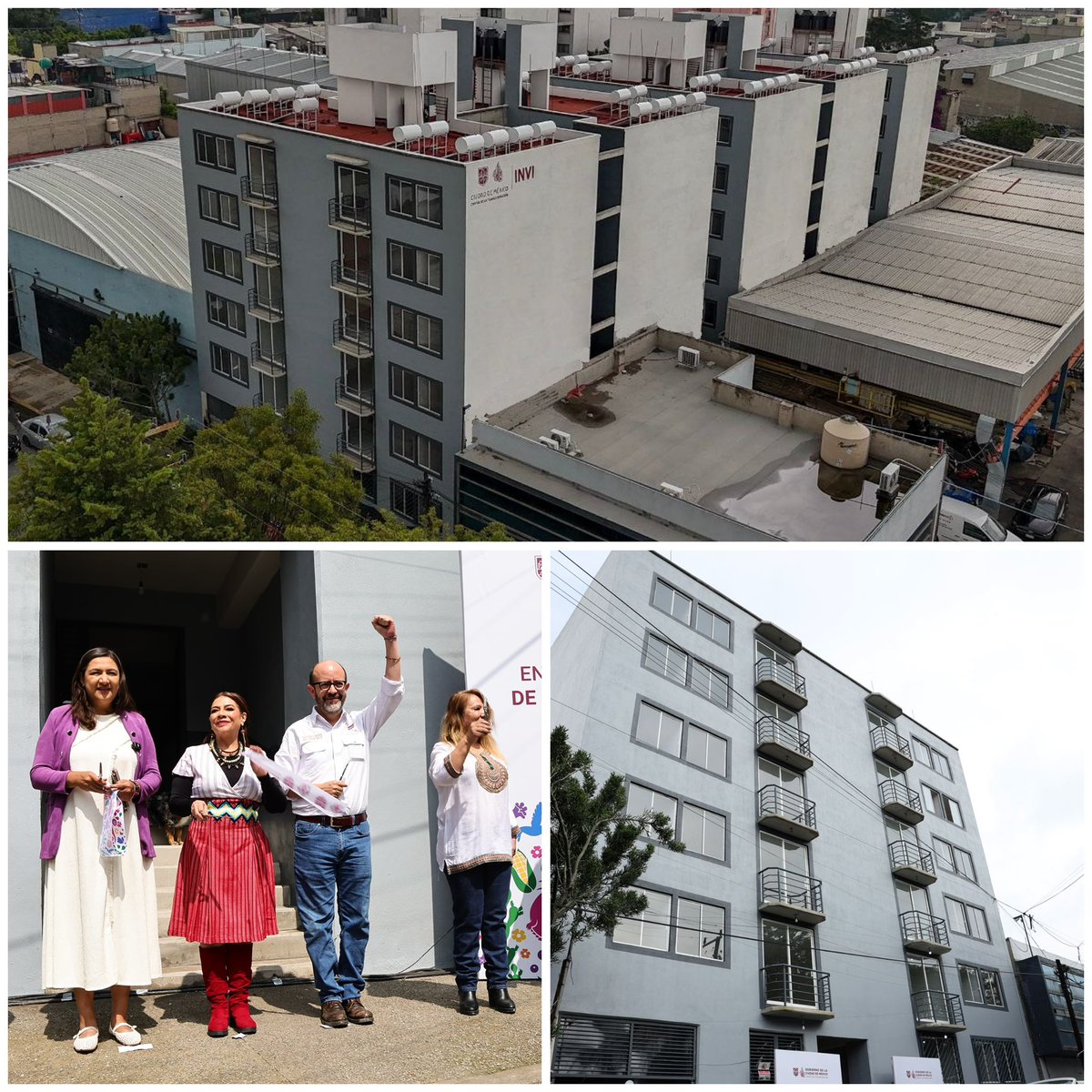 IntiMunoz's tweet photo. Hoy, con nuestra Jefa de Gobierno @ClaraBrugadaM y la Alcaldesa @NancyNunezmx entregamos de manera simultánea 67 viviendas en dos conjuntos nuevos de vivienda social: 59 en Santo Domingo 314, colonia Ampliación Petrolera, Azcapotzalco, y  ocho más en Norte 88, colonia Gertrudis Sánchez, Gustavo A. Madero.

A ello se suman 30 viviendas que fueron entregadas por el @INVICDMX el pasado lunes en Castilla 31 y 35 también en Azcapotzalco. 

97 viviendas nuevas en esta semana en beneficio de 400 habitantes que así materializan su derecho a una vivienda adecuada y asequible. 

Estas viviendas son producto de la lucha ciudadana organizada y se han construido mediante crédito social, a partir del esfuerzo conjunto entre las familias y el Gobierno de la Ciudad.

Hoy, esa lucha se convierte en un hogar para las familias que hicieron posible este proyecto.

#CapitalDeLaTransformación
@Vivienda_CDMX