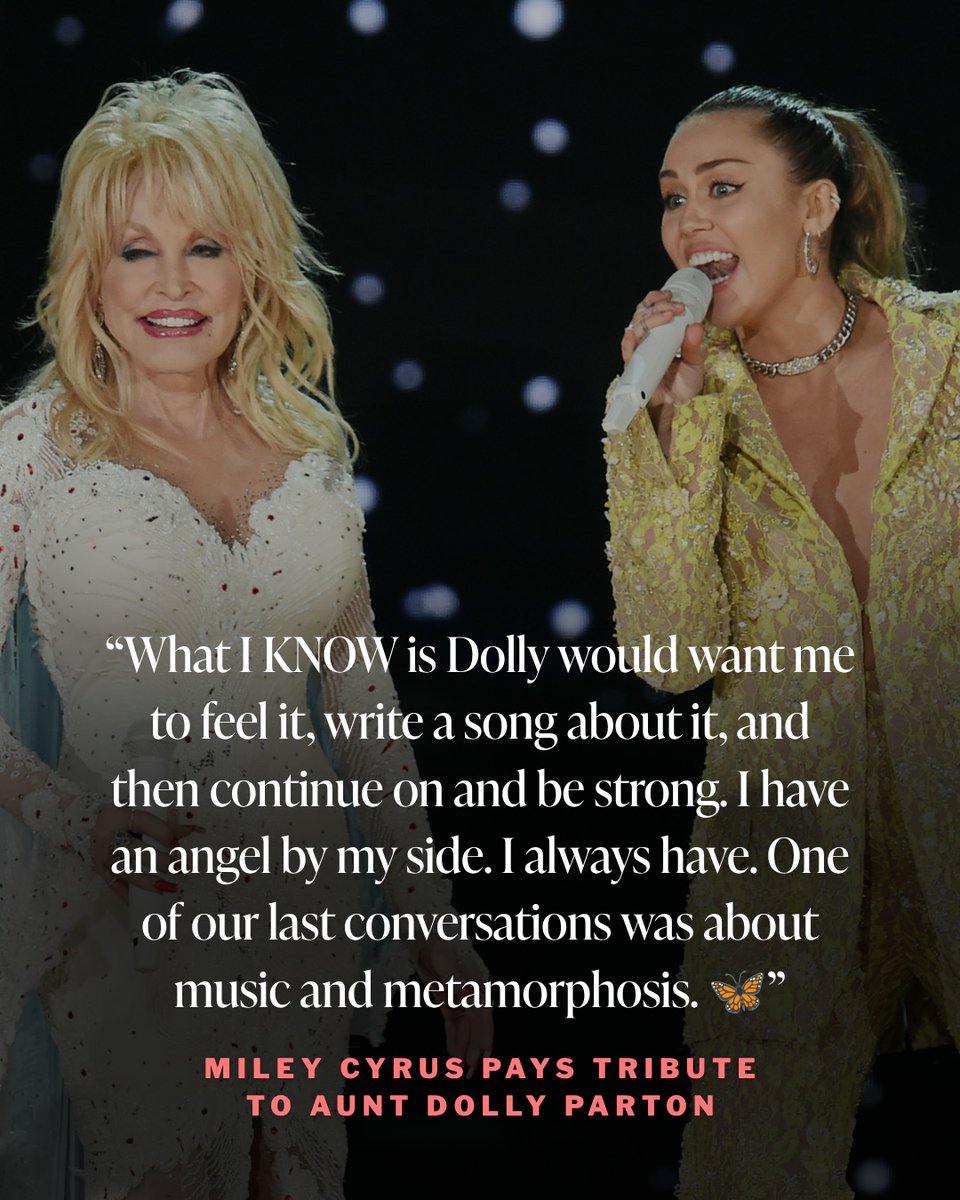 55Hamdy's tweet photo. Miley Cyrus is mourning the loss of her “Aunt Dolly, ” reflecting on their final conversations about music and metamorphosis. https://t.co/1ZkHsBRzPE