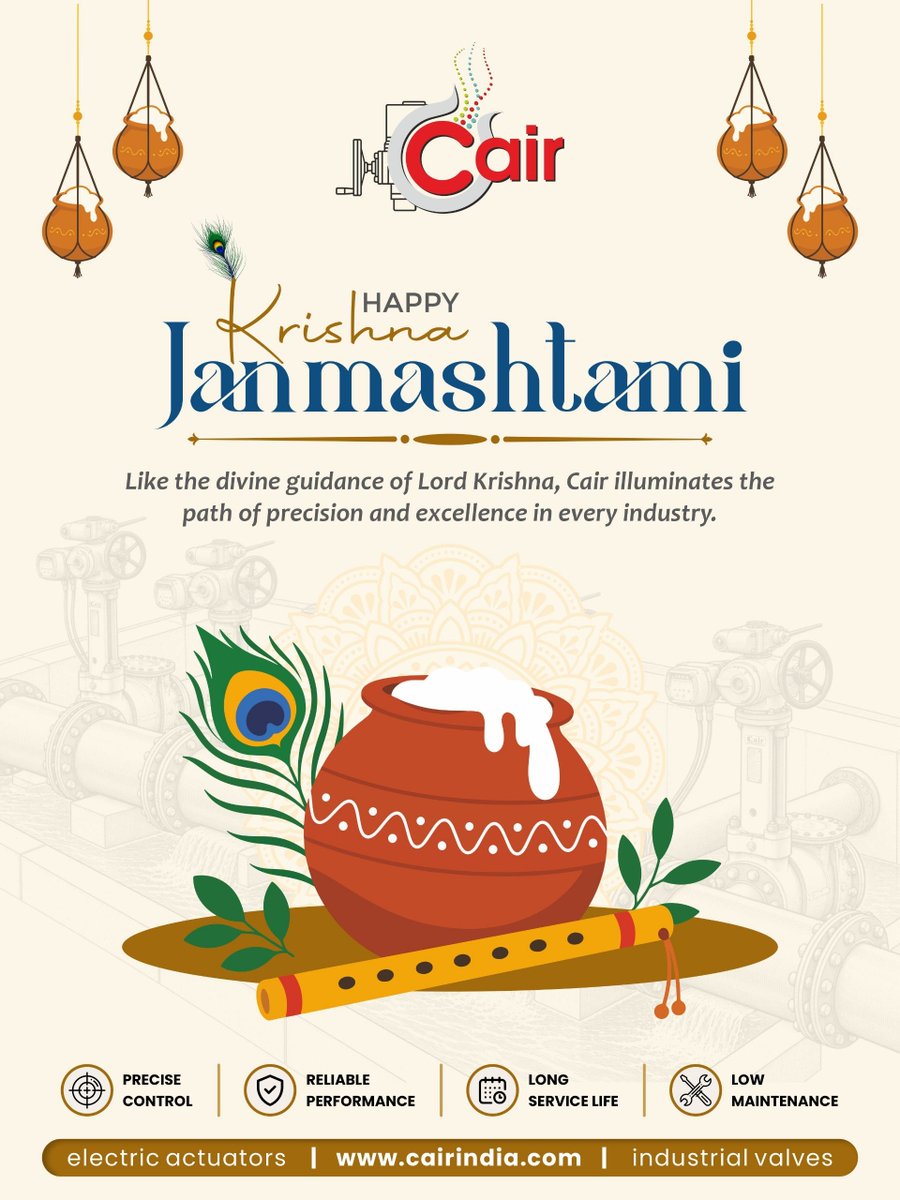 cairautomation's tweet photo. 🦚✨ Happy Krishna Janmashtami! 🪈

May the divine wisdom of Lord Krishna inspire us to follow the path of precision, excellence, and purposeful innovation.

At Cair 

Wishing you and your family a blessed and joyful Krishna Janmashtami! 🙏

#happyjanmashtami #krishnajanmashtami https://t.co/cBFbylu9As