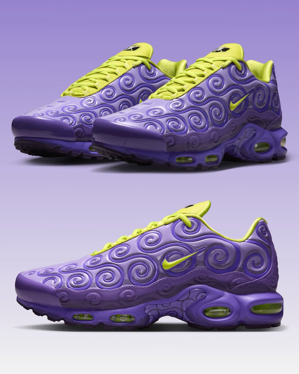 SoleRetriever's tweet photo. OFFICIAL LOOK: One Piece x Nike Air Max Plus “Gomu Gomu” 🍇🏴‍☠️ 

🗓️ September 25th (SNKRS Pre-Order)
📝 IR0968-500
💵 $180 https://t.co/eUk3TZ8YOZ