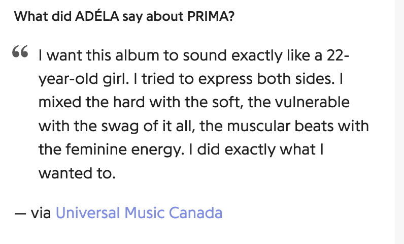 zaixrose's tweet photo. adela saying she wants her album to sound exactly like a 22 year old girl i feel so represented rn 😭😭😭😭 https://t.co/dYGo4zll4u