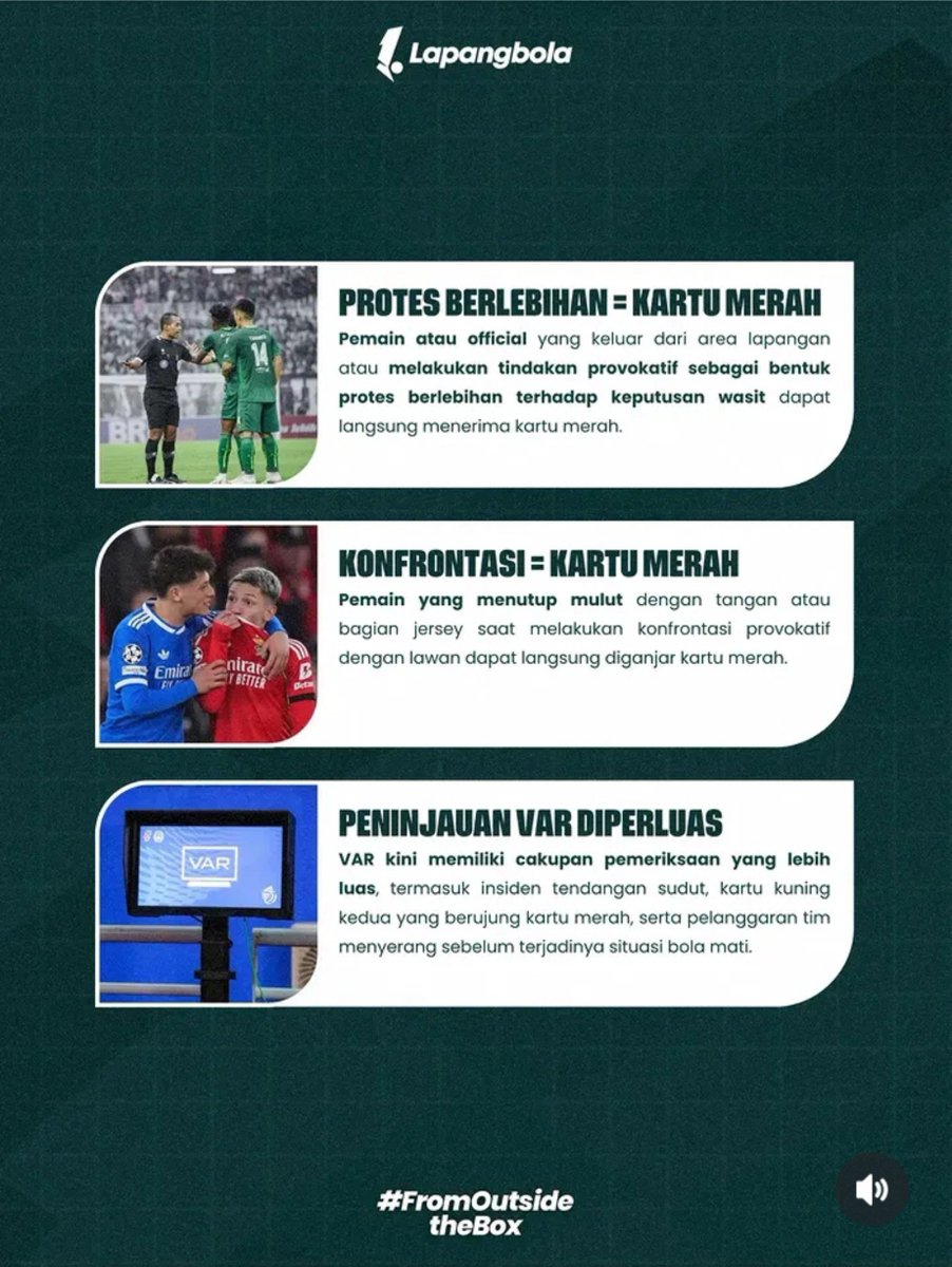 IndosFC's tweet photo. 🚨 NEW SEASON NEW RULES 🚨

Kompetisi kasta tertinggi Liga Indonesia, 🇮🇩ISL musim 2026/27 akan dimulai hari ini (4/9)

Berjalannya Liga musim baru ini juga akan bersamaan diterapkannya aturan atau Laws of the Game (LOTG) terbaru 2026/27.

LOTG versi terbaru sudah diterapkan pada ajang Hajatan Bola Dunia 2026 lalu.

Beberapa poin terkait penerapan LOTG terbaru tentu akan berimbas dengan meningkatnya waktu efektif pertandingan!

Data rerata waktu efektif pertandingan kasta tertinggi Liga Indonesia dalam dua musim terakhir yang diambil dari Full Season Report via Operator Kompetisi

✅ 2024/25: 45 Menit : 23 Detik
✅ 2025/26: 49 Menit : 21 Detik
⏳ 2026/27: ???

Menarik untuk menunggu bagaimana penerapan LOTG terbaru di Liga musim baru ini dan kemudian imbasnya terhadap waktu efektif pertandingan yang kaitannya dengan intensitas dan kualitas kompetisi.

📸 @lapangbolastats
