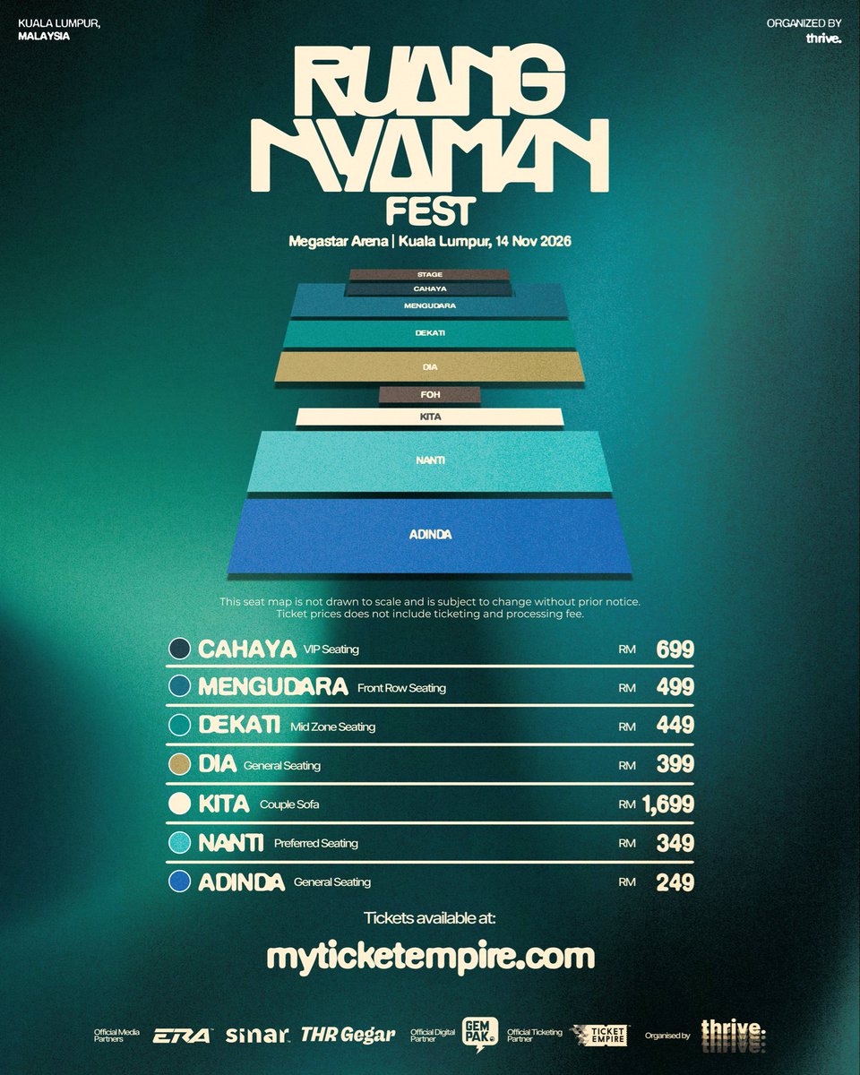 MegaStarAr15646's tweet photo. 𝗥𝗨𝗔𝗡𝗚 𝗡𝗬𝗔𝗠𝗔𝗡 𝗙𝗘𝗦𝗧

📅 Date: 14 November 2026 (Saturday)
⏰ Time: 2:00 PM
📍 Venue: MegaStar Arena, Kuala Lumpur

🎟️ Ticket: https://t.co/NGYSMktx7H https://t.co/onLLGNIYdM