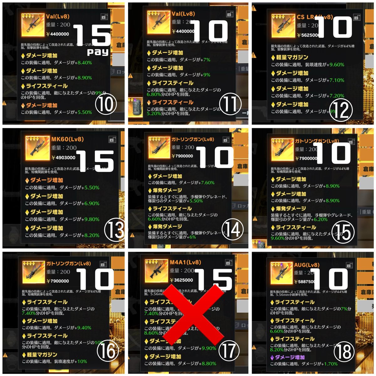 blxnx_'s tweet photo. ネタ武器10〜15pay

（95  AK  Val  CS  MK60  ガトリング  M4  AUG）

#ペニンシュラ
#ペニンシュラ大脱走 https://t.co/1LgUAaUmc6