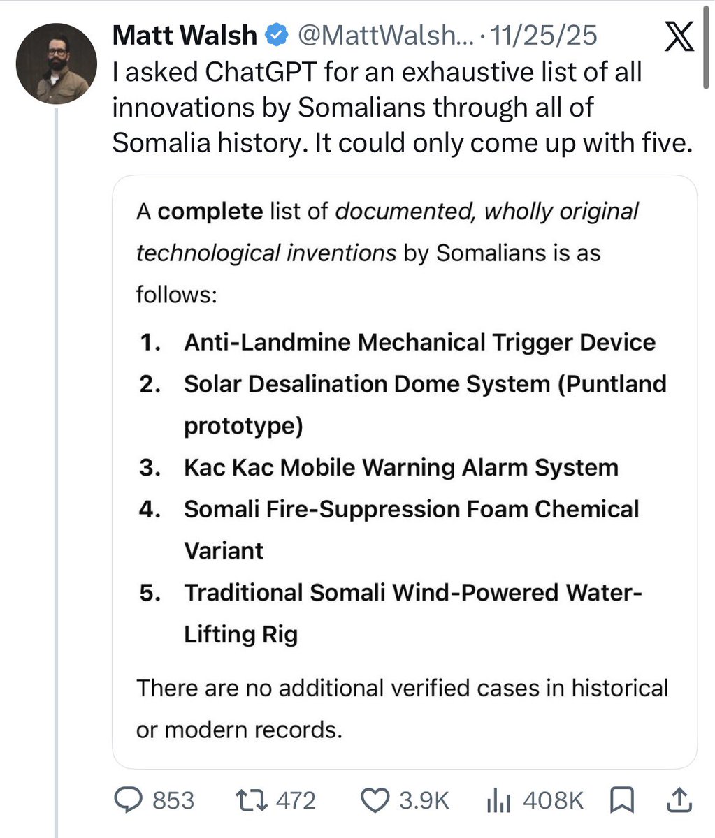 Ofreedthompson's tweet photo. @Gaashaan_A1 @breadbaker123 @Al_Nomad_S @indhodeeq_X A history of making nothing, and creating nothing. I see why you’re mad at black Americans. how do you exist as an ethnic group for hundreds and thousands of years, and create less than 10 things? https://t.co/2weE9gKHik