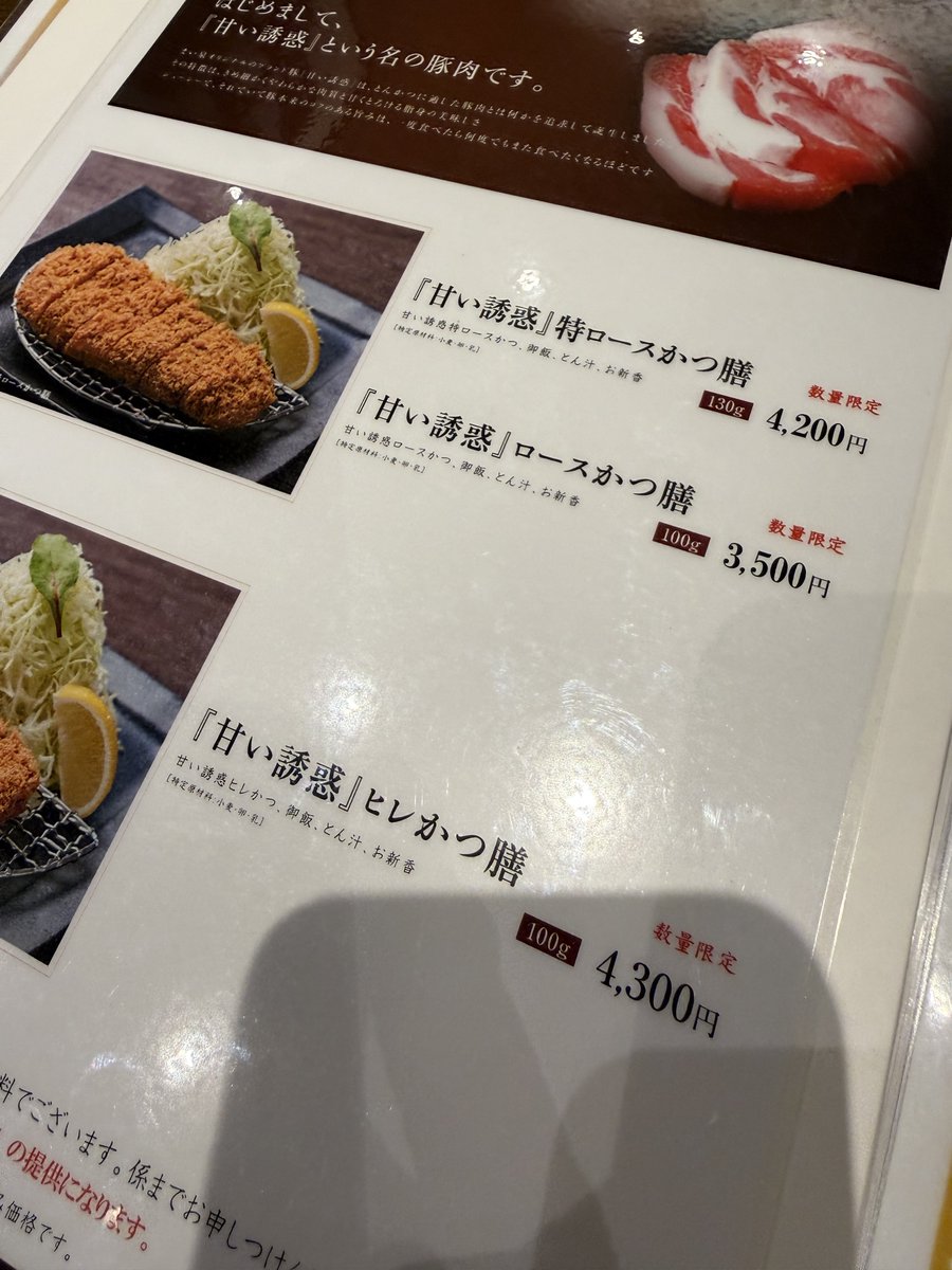 moriaki12's tweet photo. 旅行の最後に少し贅沢
まい泉のとんかつ食べたことなかったし
上のやついってみた
でも130gって少ないな
せめて200gはほしい https://t.co/09pO5pKIqA