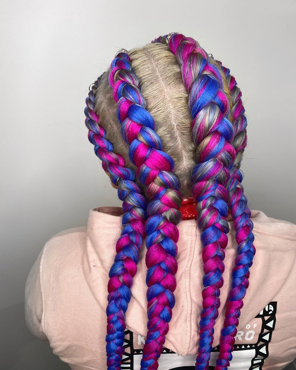 WillodeanMejr's tweet photo. Have fun with your hair. Cornrows are stylish, protective, and low maintenance. Grandholm, Aberdeen
Deep blue and fuchsia cornrows
Prices and booking available now https://t.co/232GXDqbse