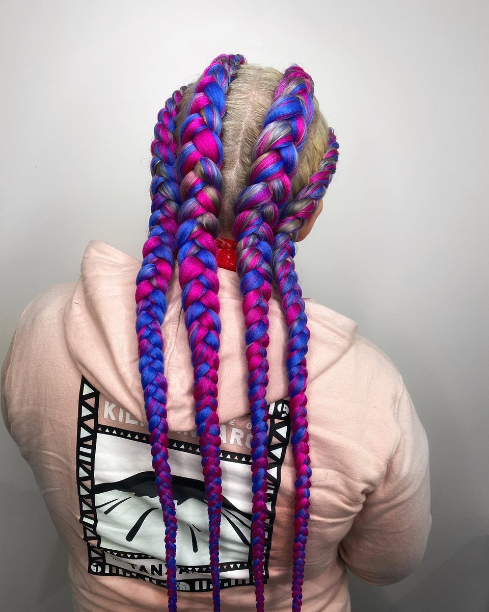 WillodeanMejr's tweet photo. Have fun with your hair. Cornrows are stylish, protective, and low maintenance. Grandholm, Aberdeen
Deep blue and fuchsia cornrows
Prices and booking available now https://t.co/232GXDqbse