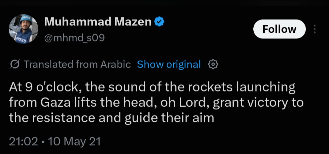 TMasudin's tweet photo. Muhammad: "Gaza has no missiles and no army. Stop calling it a war."

Also Muhammad: "Hamas just launched rockets at the Jews!! Allahu Akbar!!! Glory to the resistance!!!" https://t.co/kDQIpVaM58