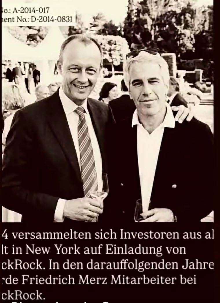 daniel_gugger's tweet photo. 888 Offenbar war die Pädophilen-Insel von Jeffrey Epstein ein beliebter Treffpunkt für BlackRock Angestellte. 

 Können solche Politiker tatsächlich Vorbilder für die Jugend sein ?  

Sie lassen sich auf der Insel sogar noch mit Alkohol in der Hand fotografieren  -  hier Merz mit Epstein.   

War die Pädo-Insel gar die Zentrale der Mafia und Diktatur "Neue Weltordnung"  ?