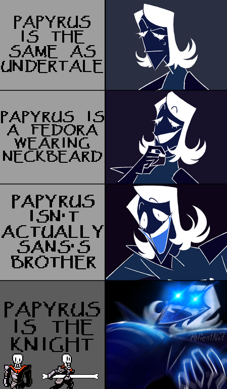 playcentermd's tweet photo. Just found a 2018 Papyrus Knight meme THIS IS ANCIENT https://t.co/ClepksLzMl