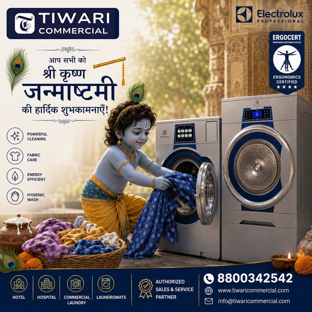 TiwariCommercl's tweet photo. 🦚✨ Janmashtami ki hardik shubhkamnayein! ✨🦚

Iss Janmashtami, Shri Krishna ke janmotsav ke saath laayein cleanliness, care aur efficiency ka संदेश। 💙

📞 8800342542
🌐 https://t.co/l2PKEJayOT
#HappyJanmashtami #Janmashtami #TiwariCommercial #CommercialLaundry https://t.co/tq93aCHGoT