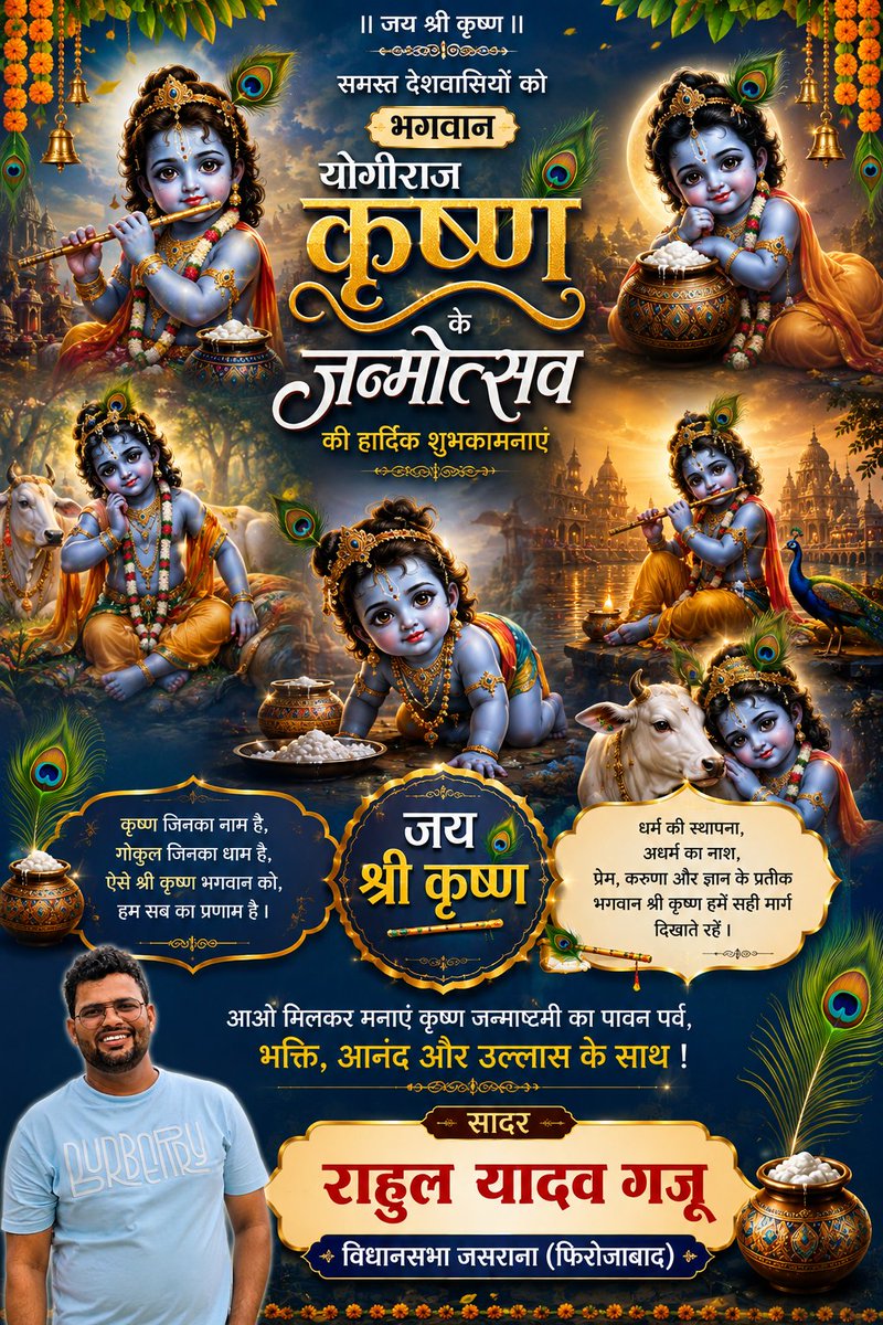 Rahulgaju7's tweet photo. भगवान श्री कृष्ण जन्मोत्सव ❤️🙏
#जन्माष्टमी #कृष्णा 
#highlight #everyone https://t.co/tWeaRzUShO