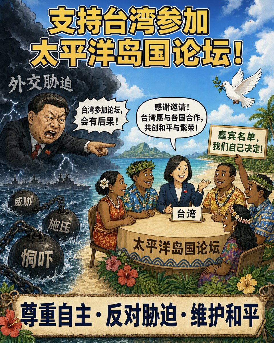 stop_ccp's tweet photo. 📣📣📣活动通知：
【中国民主党•每周六•第68次•守护台湾”活动】

（1）本次主题：支持台湾出席“太平洋岛国论坛”+谴责中共“会有后果”的“外交威胁”
1）背景：

2026年8月31日，第55届太平洋岛国论坛在帕劳举行。台湾受邀参加开幕活动及论坛相关会议，台湾长期以“发展伙伴”身份……（活动详情见首图） https://t.co/Zq7n5lLFTI