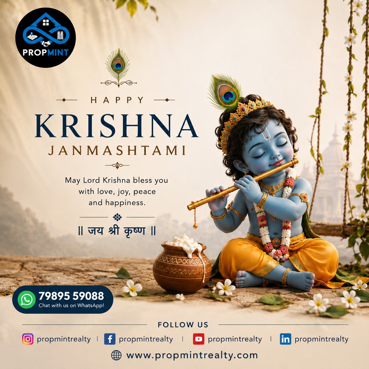 propmint75807's tweet photo. π¦β¨ Happy Krishna Janmashtami! β¨
May Lord Krishna bless you and your family with love, peace, happiness, prosperity and success. ππ
πΈ || ΰ€ΰ€― ΰ€Άΰ₯ΰ€°ΰ₯ ΰ€ΰ₯ΰ€·ΰ₯ΰ€£ || πΈ
PropMint Realty
π² 79895 59088
π https://t.co/jJV0PjS5Ur
#KrishnaJanmashtami #JaiShriKrishna #PropMintRealty https://t.co/Kiooj3k1sU
