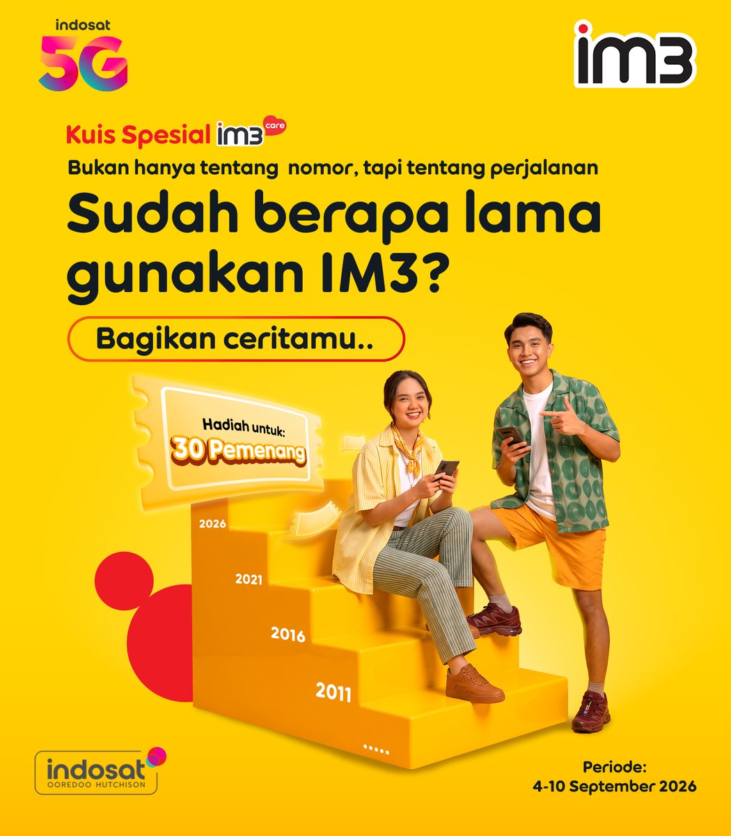 CareIM3's tweet photo. Dari dulu sampai sekarang masih memilih IM3👉🏼👈🏼

Sudah berapa lama kamu pakai IM3 ?🤔
Bagikan cerita #SahabatBaikku tetap bersama IM3✨

ikuti syarat ini :
1️⃣Follow akun @CareIM3
2️⃣RT & Like postingan​
3️⃣Tag 3 teman​
4️⃣Sertakan #SahabatBaikku dan Wajib menggunakan kalimat “IM3 Care mendengarkan"

Kamu boleh loh kirim maksimal 3 jawaban berbeda dengan akun yang sama🔥💛