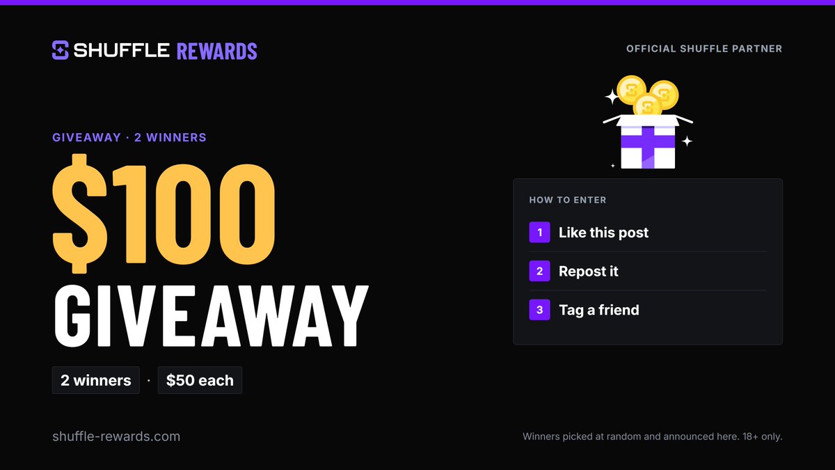 shuffle_vip's tweet photo. To celebrate the release of https://t.co/VQyin09VQw

💜 A $100 giveaway (2x winners) 💜

1⃣ Like this post
2⃣ Retweet 
3⃣ Tag one friend below 👇

(You can claim a FREE $1 simply by going to https://t.co/VQyin09VQw &amp; submitting your username)

Good luck everyone! 🍀 https://t.co/BALR8BeZAB