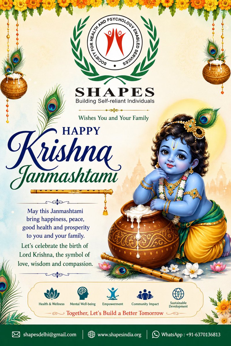 shapesindia's tweet photo. May Lord Krishna bless you and your family with happiness, peace, good health, love and prosperity.
Wishing you a joyful and blessed Krishna Janmashtami! 🦚💙
Hashtags
#HappyJanmashtami #KrishnaBlessings  #BuildingSelfReliantIndividuals #TogetherWeBuildBetterTomorrow https://t.co/WoiXhXGLg0