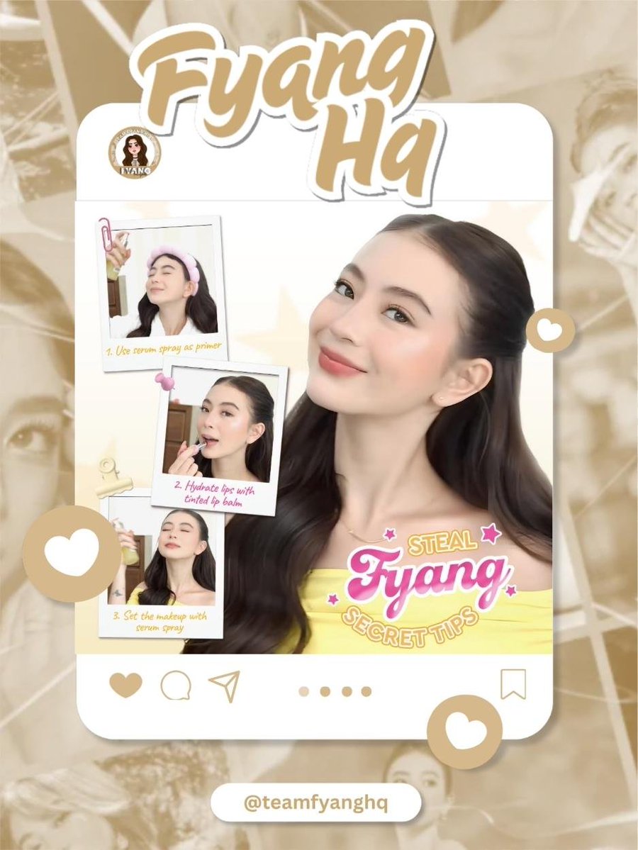 TeamFyangHQ's tweet photo. Steal fyang secret beauty tips 💄

✩ ₊˚⊹ Show some love for Fyang ⊹˚₊ ✩ 

♡ Like
♡ Leave a positive comment
♡ Share
♡ Repost

୨୧ 𝐅𝐚𝐜𝐞𝐛𝐨𝐨𝐤:
📎https://t.co/SEZpGA9t2B https://t.co/r9cOviPWln