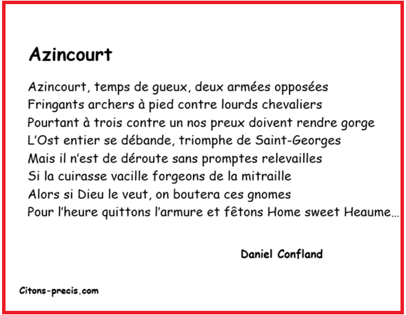 ConflandD's tweet photo. Ma pensée poétique du jour : Azincourt https://t.co/PNMUql3K65
