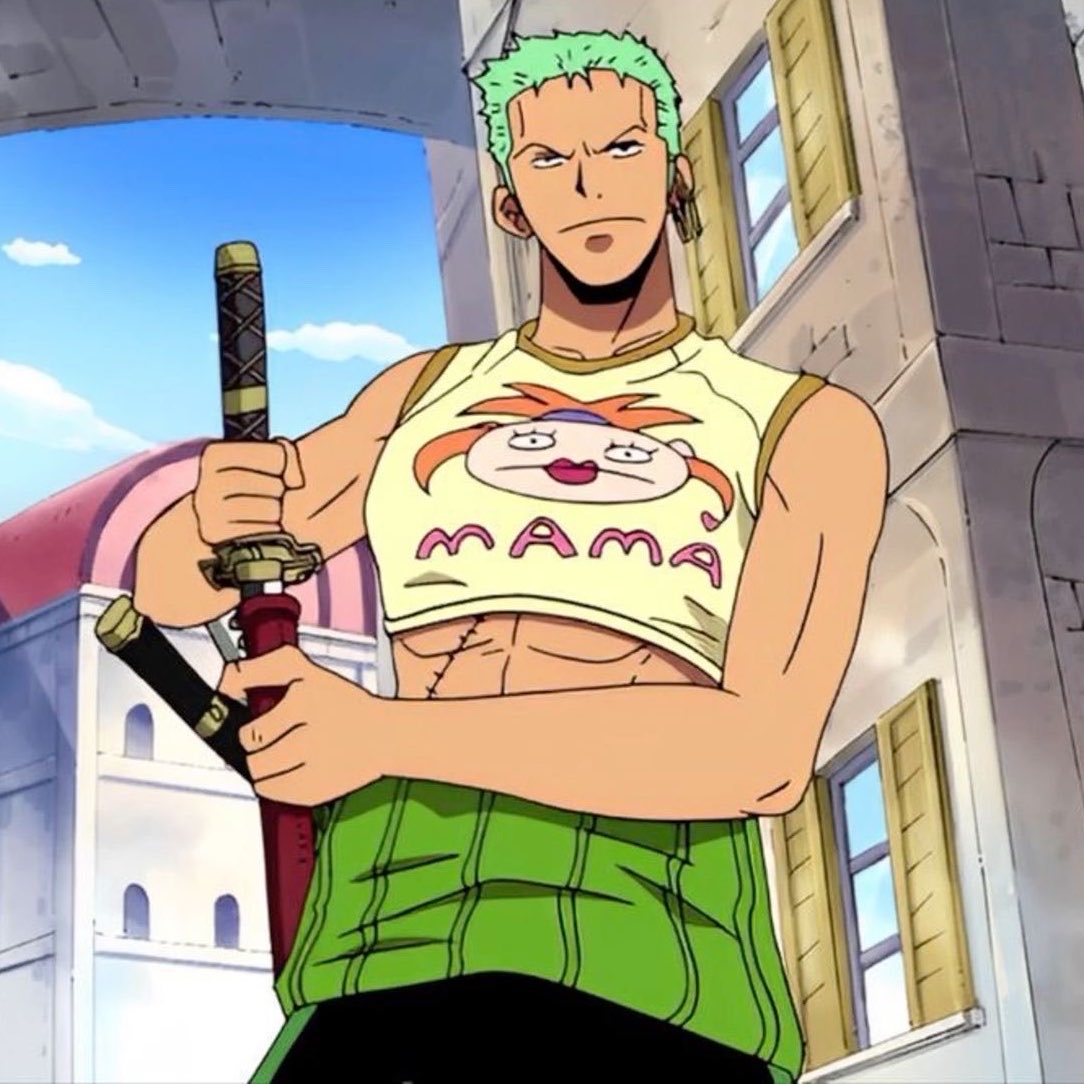 luffybug's tweet photo. zoro’s best outfit btw https://t.co/ea2pBsfwgg