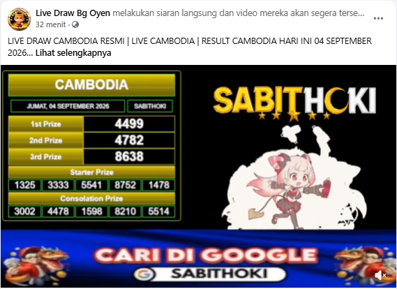 SabitHoki's tweet photo. Result Cambodia Pools Hari Ini, 04 September 2026       
Prize 1 : 4499
Prize 2 : 4782
Prize 3 : 8638
#sabithoki #resultcambodia #keluarancambodia #angkakamboja #resultkamboja #livekamboja #livecambodia #situsresmi #situsamanah https://t.co/fNBioEeqZP