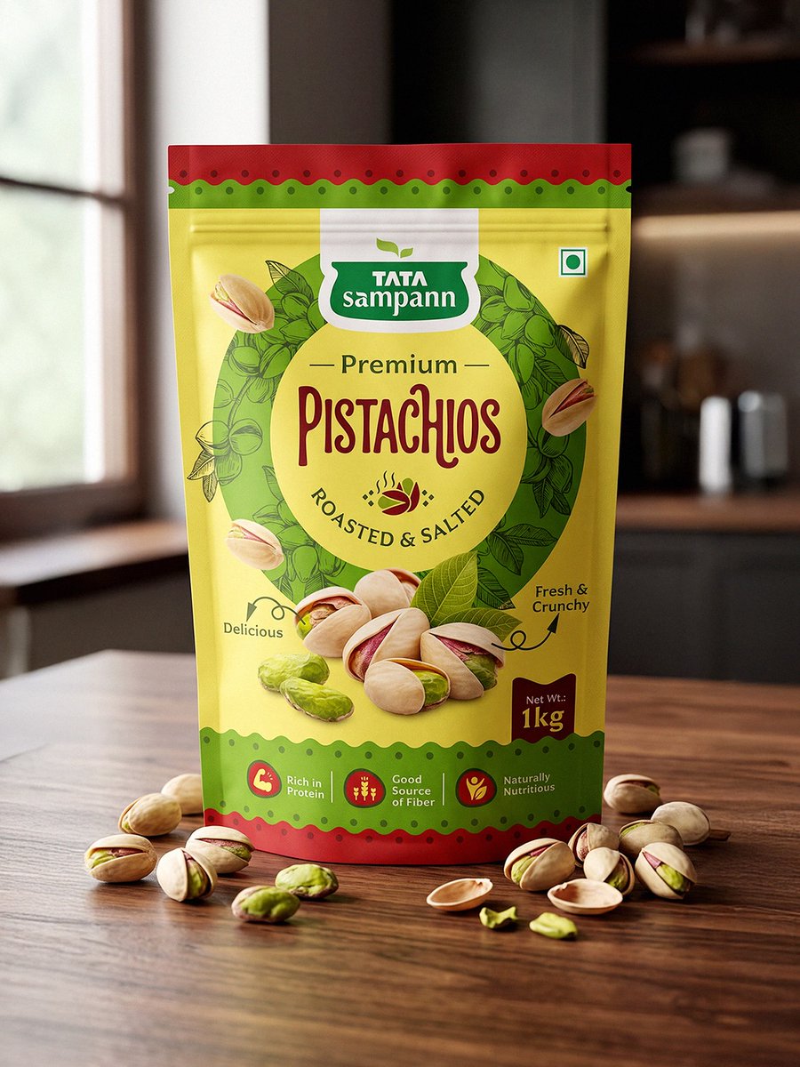 nisha_droch's tweet photo. Reimagining @tata.sampann Pistachios. 💚

I wanted to give the packaging a more premium, fresh &amp; appetising personality while retaining the recognisable brand presence. 
 
#productpackaging #labeldesigner #dryfruit #nishadroch #viral https://t.co/uwrJZfR9T1