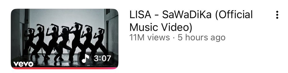 TeamLisaPH's tweet photo. LISA - SaWaDiKa MV has surpassed 11 MILLION views in 5 hours

SAWADIKA OUT NOW
#LISA_SaWaDiKa https://t.co/1Sh8YM56Wu