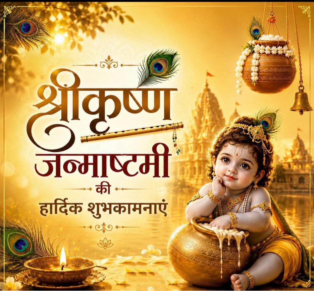 YKDhingraINC's tweet photo. श्रीकृष्ण जन्माष्टमी के पावन पर्व की आप सभी को हार्दिक बधाई एवं शुभकामनाएं। 

भगवान श्रीकृष्ण का प्रेम, करुणा, सत्य और धर्म का संदेश हमारे जीवन को सदैव सही मार्ग पर चलने की प्रेरणा देता रहे।

जय श्रीकृष्ण! 

#श्रीकृष्ण_जन्माष्टमी #Janmashtami #जय_श्रीकृष्ण https://t.co/QYKugcjtCY