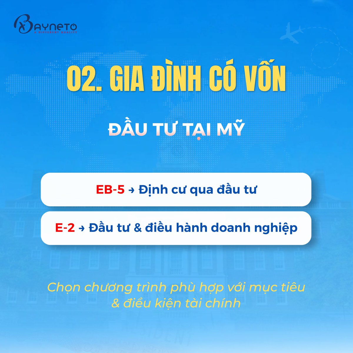 infobayneto's tweet photo. 💬 "Tôi muốn cho con tương lai ở Mỹ nhưng chưa biết bắt đầu từ đâu."
🎓 Con còn đi học → du học (F-1)
💼 Gia đình có vốn đầu tư →  (định cư qua đầu tư) 
🛂 Bố/mẹ có tay nghề, thành tựu → EB-2 NIW, O-1
👨‍👩‍👧 Có thân nhân là thường trú nhân Mỹ → diện bảo lãnh https://t.co/XZrQoRrR5g