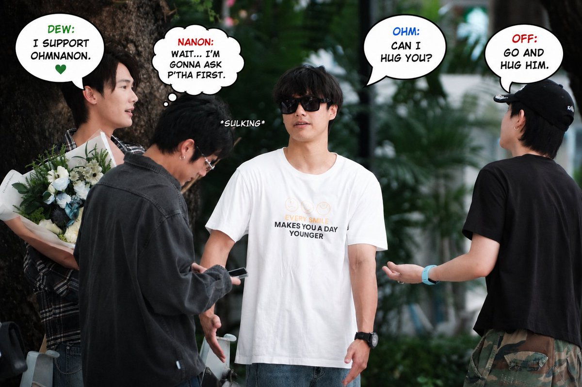 DancersRaine's tweet photo. The photo is NOT AI! 😂 I just added a little script to it and let my delulu imagination do the rest. 🤭🤣

Just making my own little story because sometimes… delulu is the solulu! 😂💚❤️

Don’t take it too seriously, okay? I’m just having fun with my imagination. 😭🤣🤭

#OhmNanon #ohmpawat #mynameisnanon #onwatchtower