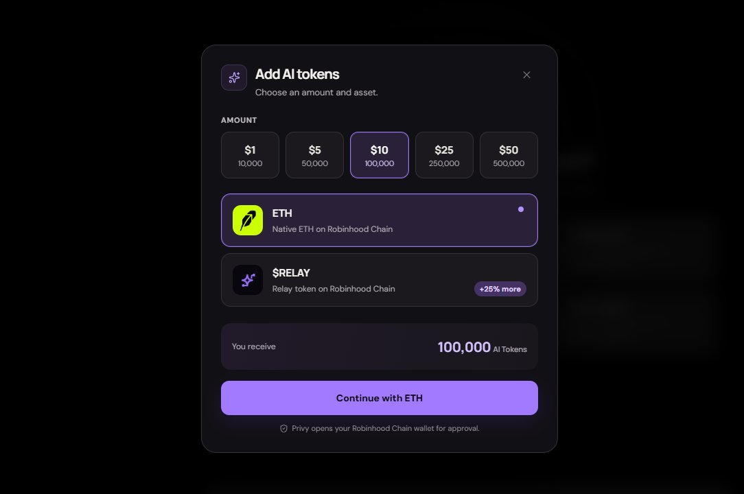 Relay_AI_'s tweet photo. Buy Credits using $RELAY to get 25% more AI Credits 

https://t.co/UjhyAmzLKT https://t.co/YstLHVsljZ